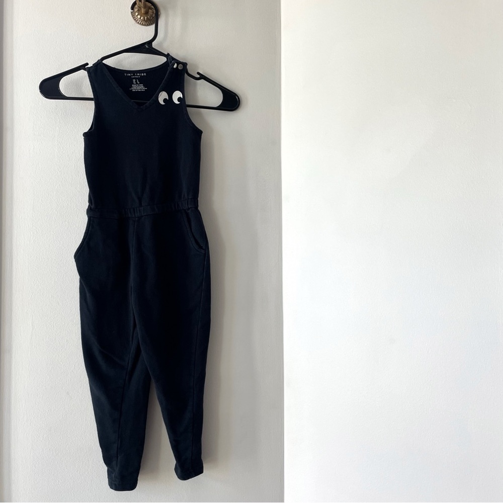 Tiny Tribe Australia Black Sweatshirt Eye Jumpsuit / Play Suit - Size 4